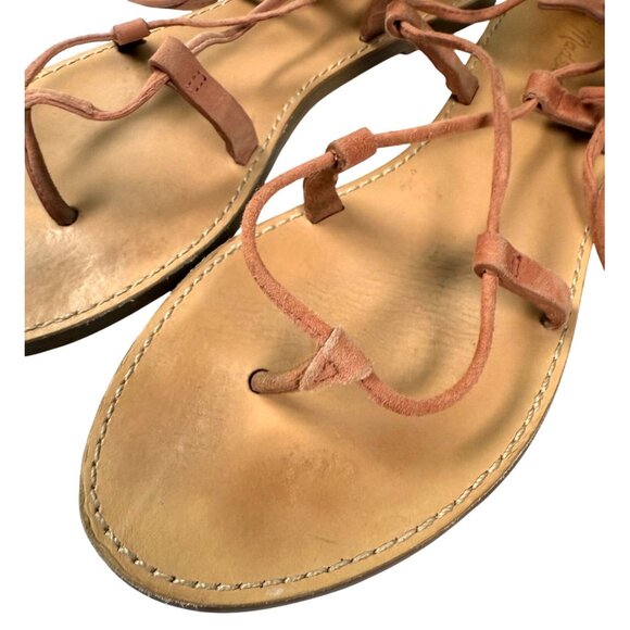 SIZE 9.5 Madewell The Boardwalk Tan Leather Strappy Gladiator Sandals - Picture 3 of 9